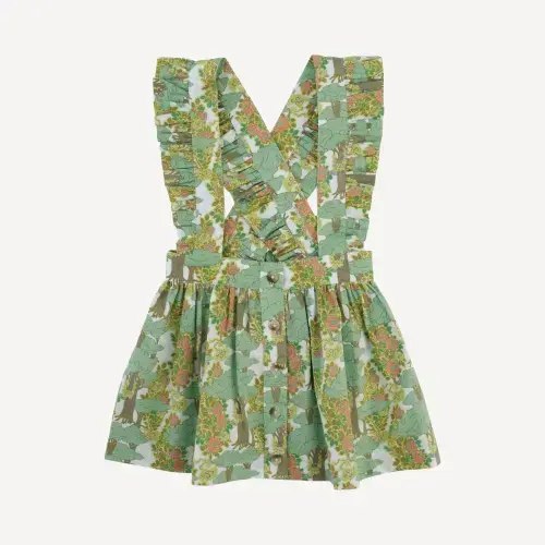 ruffle suspender skirt | goldilocks morning woods | organic cotton woven