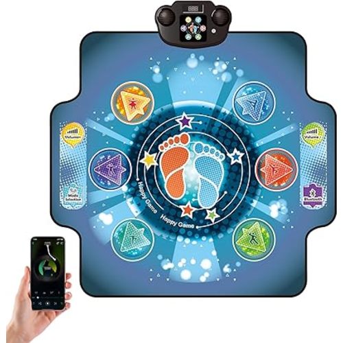 Upgraded Dance Mat for Kids with Wireless Bluetooth, 5 Game Modes, LED Lights,Electronic Music Game Dance pad Floor Toys for Girls Boys Birthday Gifts Ages Toddlers 3-5 4-8 8-12 Year Old