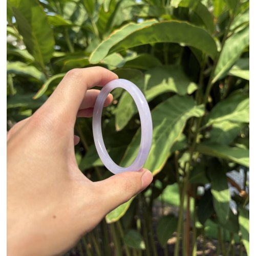 Purple Jade Bangle, Smooth, Round, Comfort fit, Minimal Bangle, 5 mm, 7.75 inch