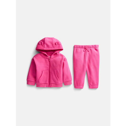 Wonder Nation Baby Zip Up Hoodie and Joggers Fleece Set, Sizes 0/3M-24M