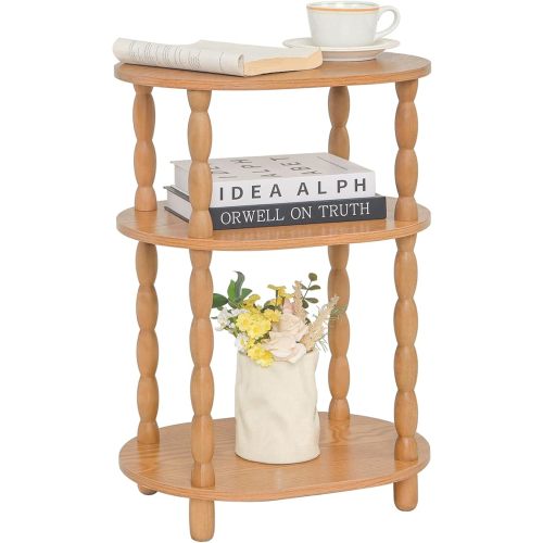 MaxSmeo End Table, Small Side Table for Small Spaces, Modern Oval Night Stand Accent Table for Living Room, Bedroom, Brown