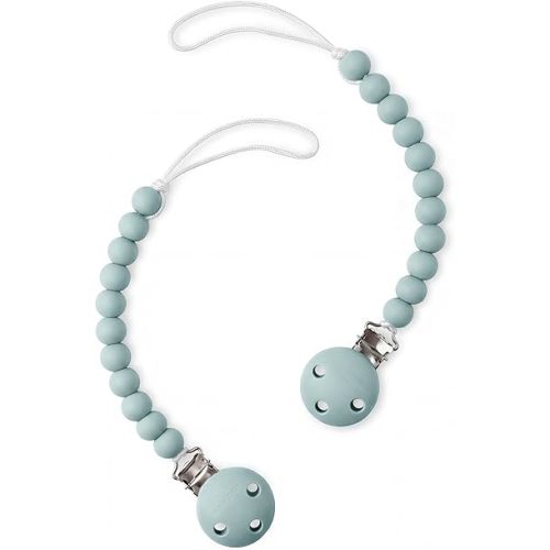 Comfy Cubs Pacifier Clips 2 Pack - 100% Food Grade Silicone Baby Pacifier Clips, BPA & PVC Free - CPSIA Certified, Lightweight and Flexible Baby Gifts - Slate