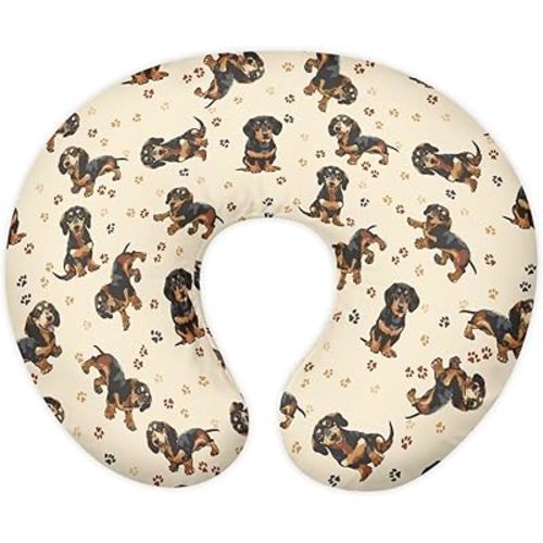 Jeiento Dachshund Nursing Pillow Covers Comfortable Pillowcase Dog Paw Dachshund Dogs Feeding Pillow Covers,Brown Breastfeeding Pillow Slipcover Fits U-Shaped Nursing Pillow