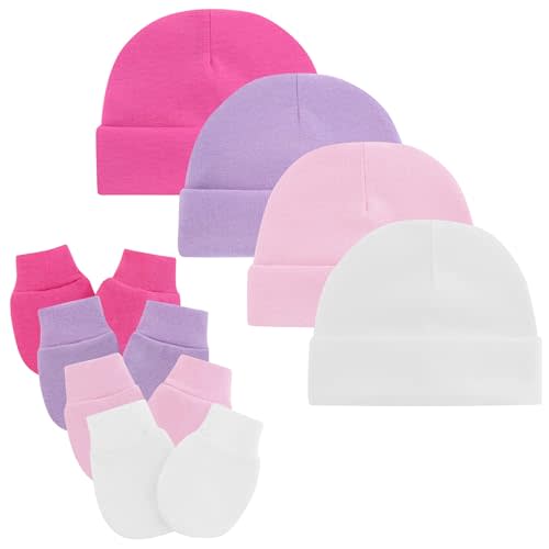 Zando Baby Hats and Mittens Newborn Hospital Hat Essentials Warm Knit Beanie Safety Anti-Scratch for Boys Girls 0-6M