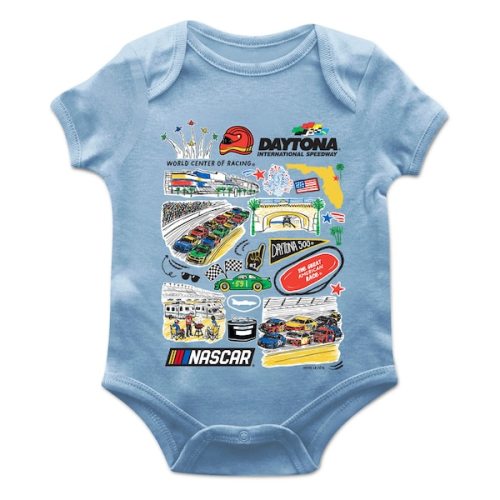 Infant Daytona International Speedway Vive La Fete Light Blue Impressions Artwork Bodysuit