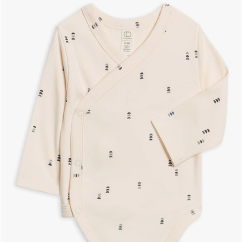 Colored Organics Baby Organic Cotton Kimono Bodysuit - Long Sleeve Infant Side Snap One Piece - Boys and Girls Clothing