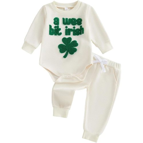 Kupretty Baby Boy Clothes 3 6 12 18 Months Fall Winter Outfit Mama's Boy Embroidery Waffle Long Sleeve Romper Pants Set