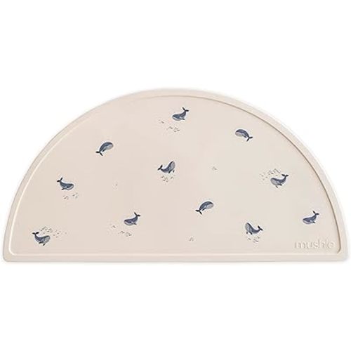 mushie Silicone Placemat for Kids | BPA-Free Non-Slip Design (Whales)