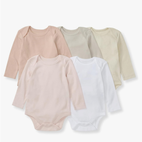 Burt's Bees Baby Bodysuits, Short Sleeve and Long Sleeve One-Pieces, 100% Organic Cotton, Pack of 5