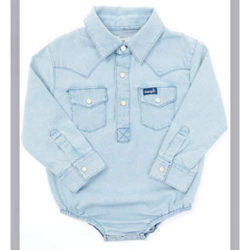 Wrangler Infant Boys' Long Sleeve Collared Onesie