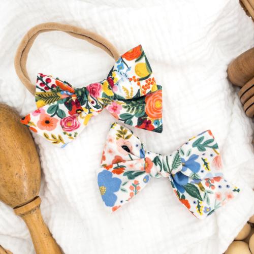 Rifle Paper Co. Floral Baby Bow: Nylon Headband or Hair Clip