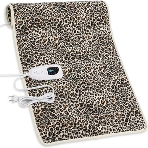 Deepsoon Heating Pad,Electric Heating Pads for Back,Neck,Moist Heating Pad for Abdomen Shoulder Knee Legs,Dry/Moist Heat&Auto Shut Off,Mother's Day Birthday for Men and Women,Leopard Print,33x17 Inch