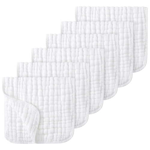 Clearance! Muslin Burp Cloths 100% Cotton Large 20''x10'' Baby Essentials, Extra Soft and Absorbent Baby Burping Cloth for Boys Girls, White, 6 Pack