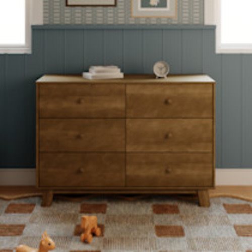 babyletto Hudson Modern 6-Drawer Assembled Double Dresser - Natural Walnut