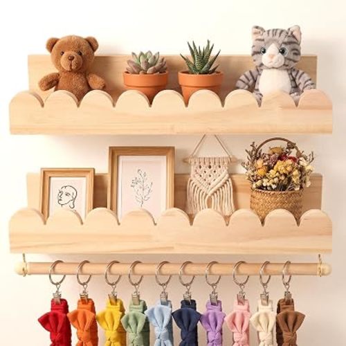 1 Pc Wood Floating Shelves Nursery, Nursery Floating Shelves with Rod