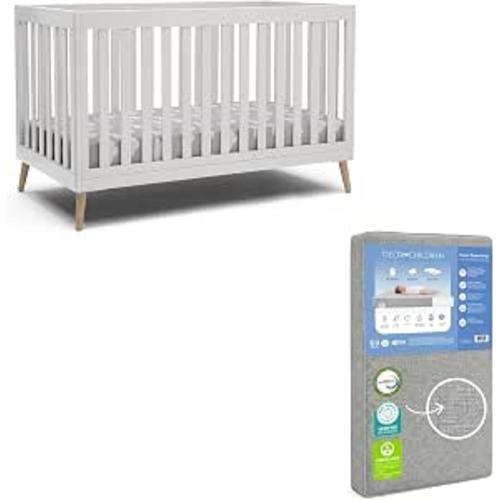 Delta Children Essex 4-in-1 Baby Crib & Mattress, Bianca White/Natural