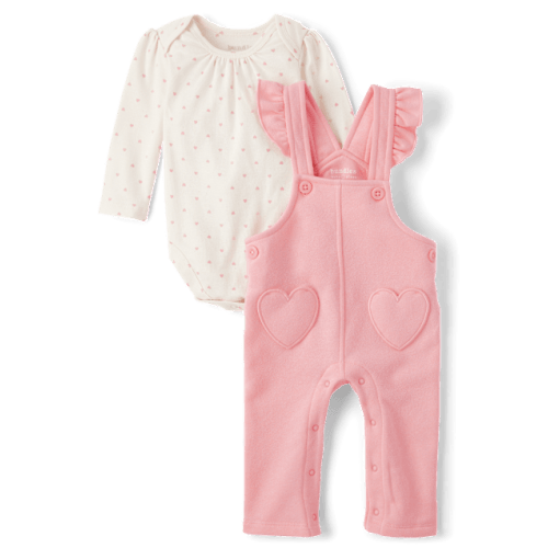 Baby Girls Heart 2-Piece Playwear Set - Fuzzy pink cl