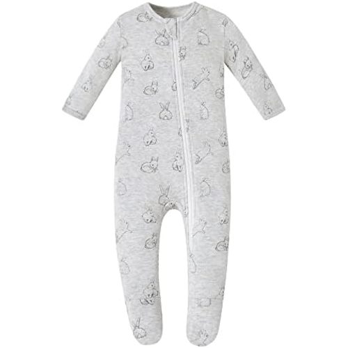 Owlivia Organic Cotton Baby Pajamas, Boys Girls Zip Front Sleep 'N Play Pjs, Footed Sleeper, Long Sleeve
