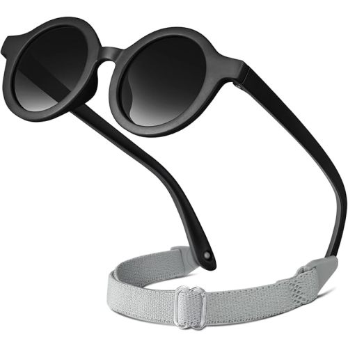 RIVBOS Baby Aviator Wrap Polarized UV400 Sunglasses Soft Frame Secure Strap Toddler,Infant and Newborn (0-18 Months) RBK068