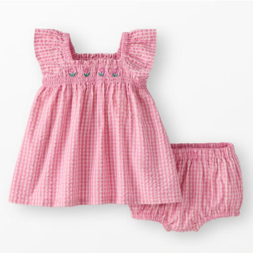 Baby Flutter Sleeve Seersucker Dress & Bloomers Set