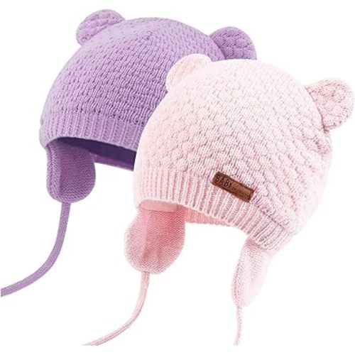 Duoyeree Kids Baby Hat Soft Warm Cable Knit Beanie Toddler Girl Fall Winter Hats