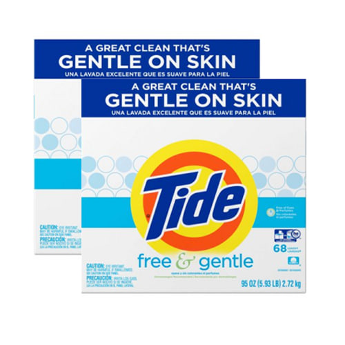 (2 pack) Tide Free & Gentle Laundry Detergent Powder, 68 loads 95 ounces