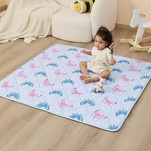 Viviland Baby Play Mat 50" x 50", Extra Thick Big Baby Mat for Baby/Toddler, Non-Slip & Machine Washable (Purple Butterflies)