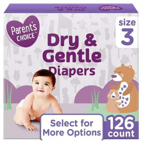 Parent Choice Dry & Gentle Diapers, Size 3, 126 Count
