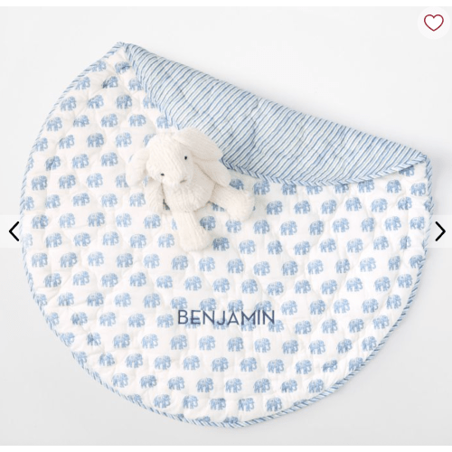 Block Print Quilted Play Mat
Color/Style: Blue Elephant