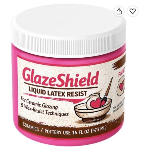 GlazeShield Liquid Latex Resist for Ceramics & Pottery – Peelable Glaze Resist, Wax Resist Alternative, Clean Lines, Easy Peel Application (16 oz Pink)