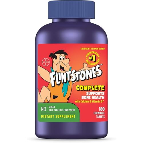 Flintstones Vitamins Chewable Kids Vitamins, Complete Multivitamin for Kids and Toddlers with Iron, Calcium, Vitamin C, Vitamin D & more, 180 count(Pack of 1)(Packaging May Vary)