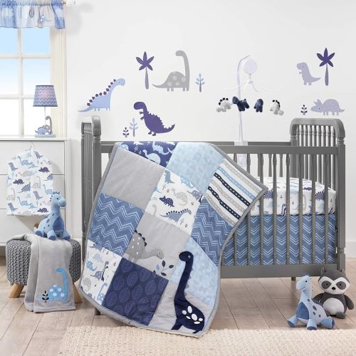 Bedtime Originals Roar Dinosaur 3 Piece Crib Bedding Set, Blue/Gray, 44x1x35 Inch