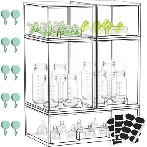 Bottle Storage Organizer Baby, Clear Plastic Organizer for Bottle（5 Pack)
