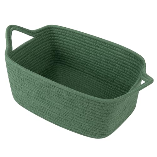 OIAHOMY Cute Woven Basket with Gift Bags and Ribbons, Gift Basket Empty for Baby Showers Birthday, Nursery Bin with Handles for Baby Room Living Room, Pet Toy Bins for Toy Organizer - Olive Green