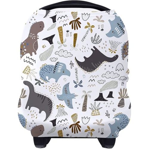 Yoofoss Nursing Cover Breastfeeding Scarf - Baby Car Seat Covers, Infant Stroller Cover, Strechy Carseat Canopy for Boys and Girls (Dinosaur)