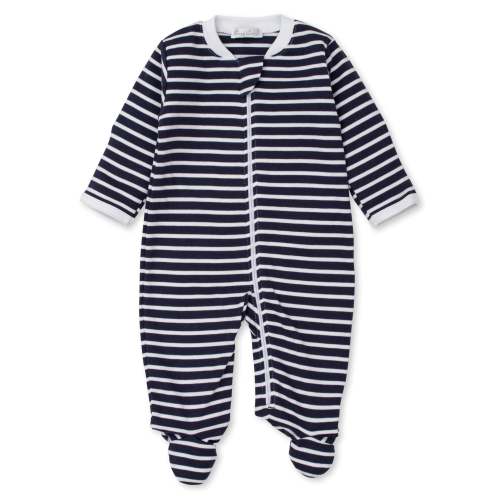 Team Stripes Navy Zip Footie