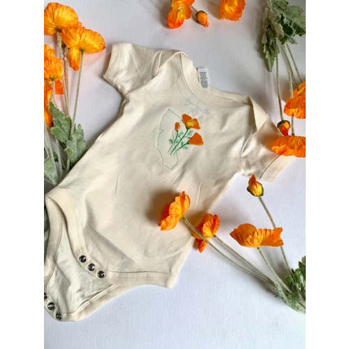 Ivory California Poppy Baby Bodysuit Cotton Gift