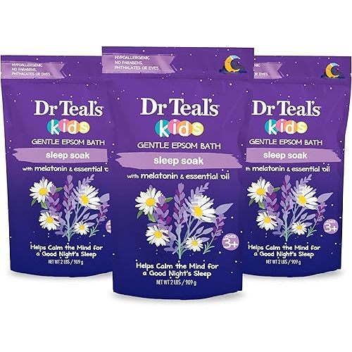 Dr Teal's Kids Gentle Epsom Salt, Sleep Soak with Melatonin & Essential Oil Blend, 2 lbs (Pack of 3)