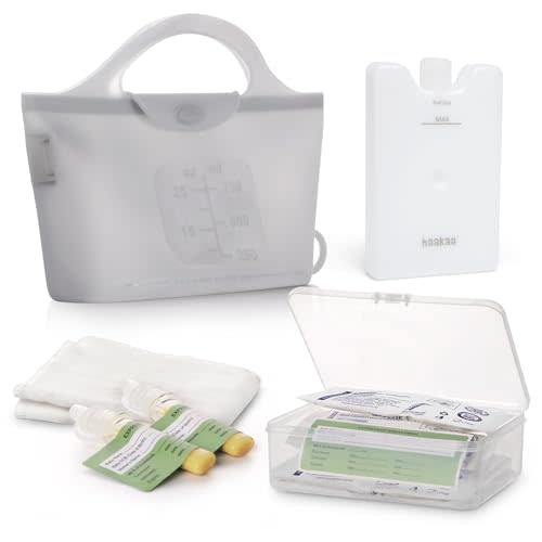 haakaa Silicone Colostrum Collector 4ml, 6pcs & Steriliser Bag & Ice Brick Combo