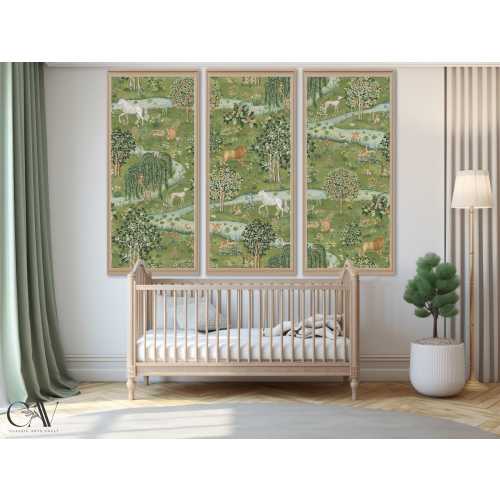 Owl & Willow William Morris Framed Canvas Giclee Print Art Nouveau 3 Piece Large Wall Art Set of Three Gallery Triptych #669.2
