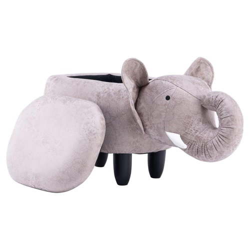 Home 2 Office Elliot The Elephant Fabric Storage Ottoman/Stool in Gray/Black
