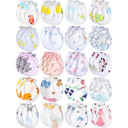 20 Pairs Newborn Baby Gloves Infant Toddler No Scratch Mittens Unisex Baby Mitts for 0-6 Months Baby Boys and Girls