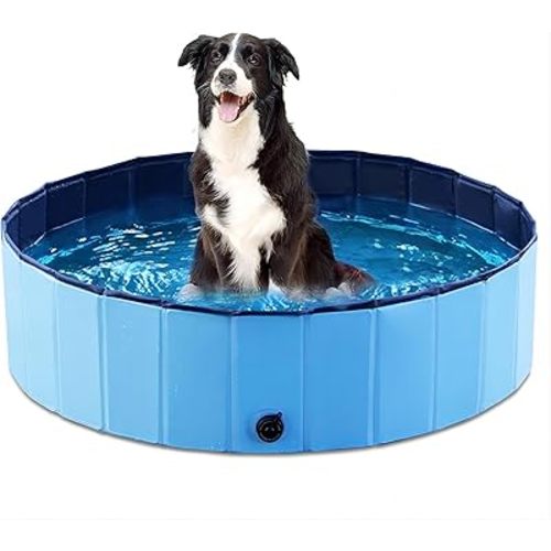 Jasonwell Foldable Dog Pet Bath Pool Collapsible Dog Pet Pool Bathing Tub Kiddie Pool Doggie Wading Pool for Puppy Small Medium Large Dogs Cats and Kids 39.5" Blue