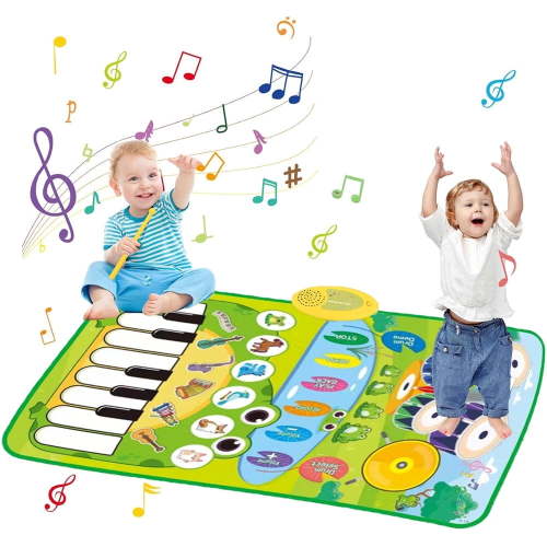Toys for 1 Year Old, Musical Mat Toy for Toddlers 1-3, Piano Mat with Keyboard & Drum Musical Learning Toys for 1 2 3 Year Old