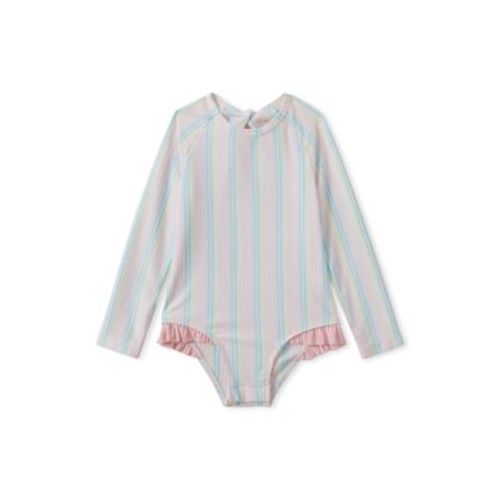 Crown & Ivy™ Baby Girls Ruffle Bow Rash Guard One Piece Swimsuit | Belk