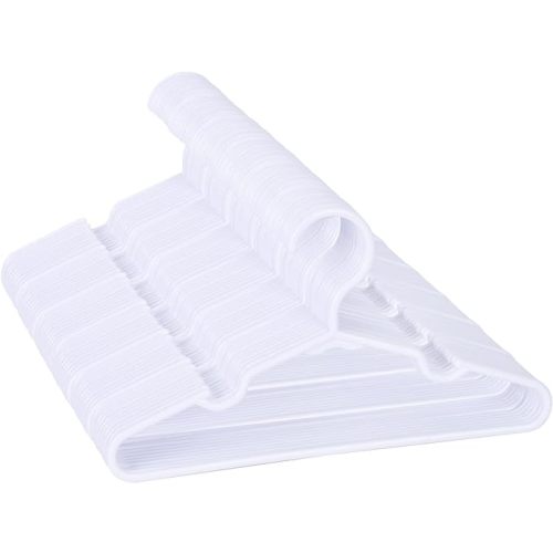 100 Pack White Kids Hangers 11.6 Inch - Baby Clothes Hangers for Toddler & Child, Durable Plastic Children's Hangers for Closet, Pants, Coats, Skirts (Non-Slip, Space-Saving)