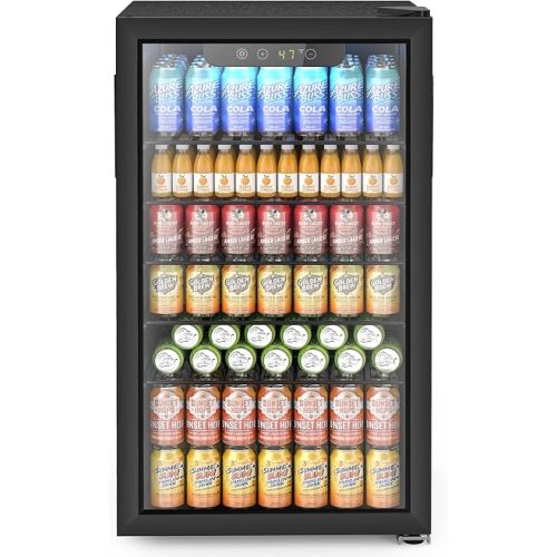 Electactic Mini Fridge 130 Can Beverage Refrigerator Cooler, 3.1 Cu.Ft Drink Fridge for Soda Wine Beer, Adjustable Temperature Control for Home Office, Black