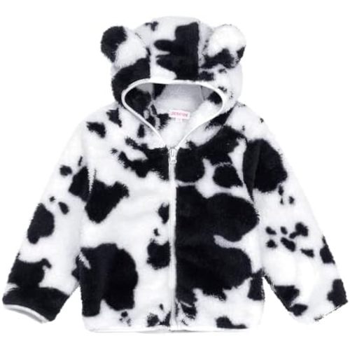 Toddler Girls Boys Fleece Hoody Jacket Zip Up Teddy Coat Warm Winter Outwear