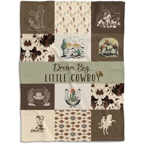 Western Decor for Nursery Room Baby Blanket, Cowboy Newborn Throw, Western Baby Stuff, Soft Warm Lightweight Nursery Bed Blanket, for Newborn Toddlers (30X40 Inch)