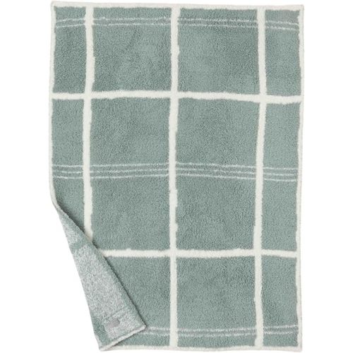 Barefoot Dreams CozyChic Grid Plaid Stroller Blanket, 30" X 40 (Sage Green/Cream)